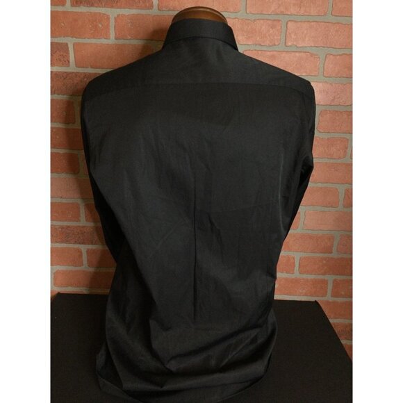 Vitarelli Mens Slim Fit Button-Up Dress Shirt Long Sleeves Collared Black Size 1 - Picture 5 of 8